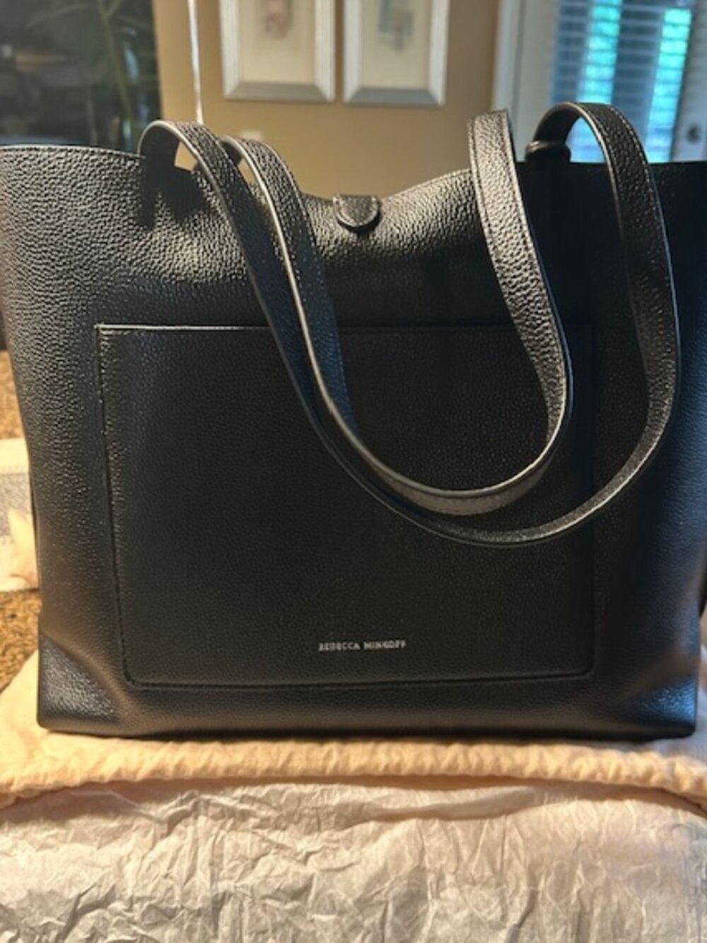 Rebecca Minkoff Megan Black Leather Tote Bag/ Comes With Dust Bag - Picture 3 of 14